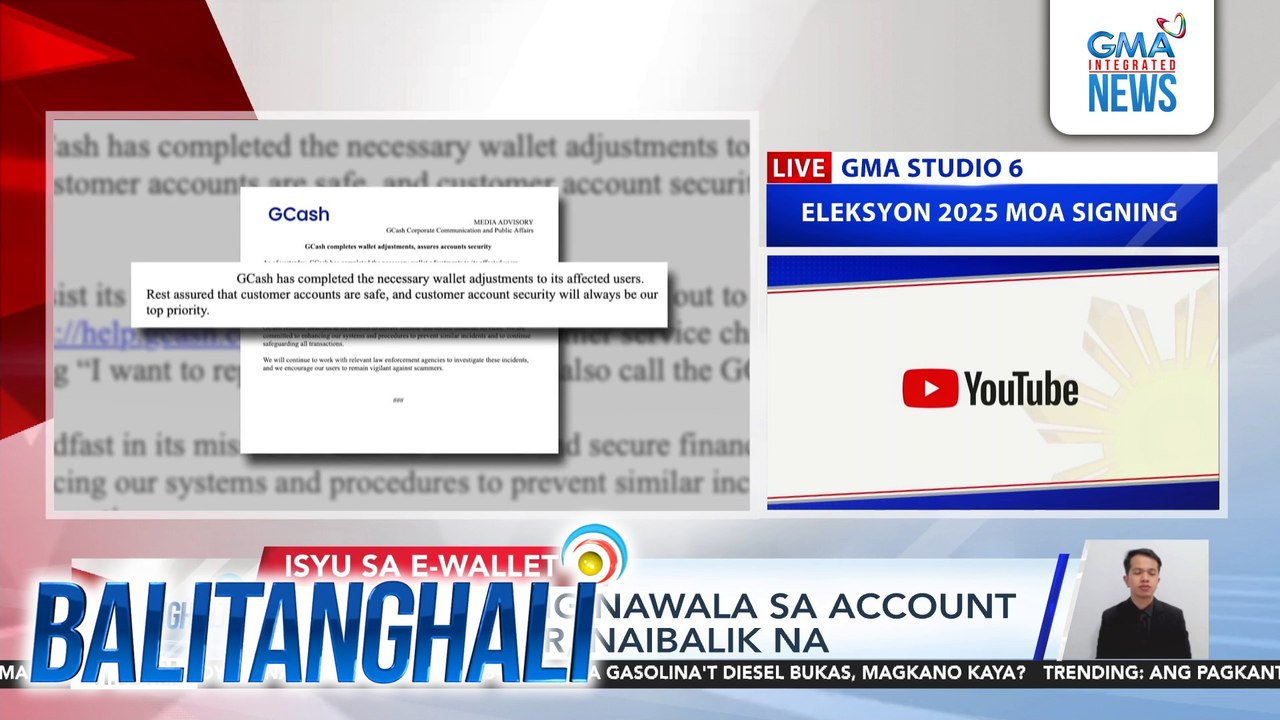 Gcash - Perang nawala sa account ng ilang user, naibalik na | Balitanghali