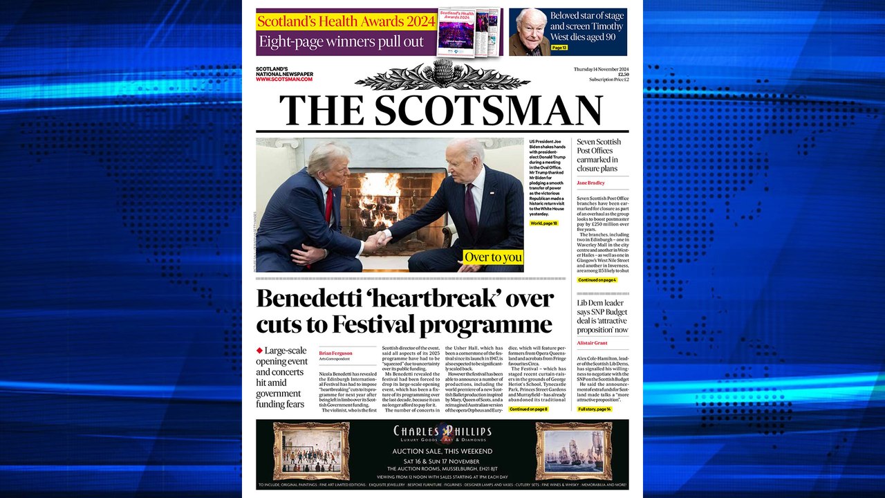 The Scotsman Bulletin Thursday November 14 2025 #EIF #Benedetti