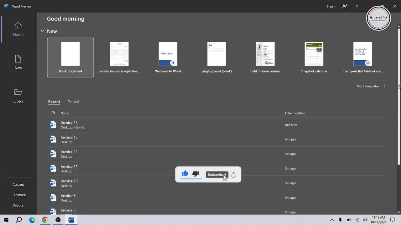 Hide or Remove Recently Open MS Word Files