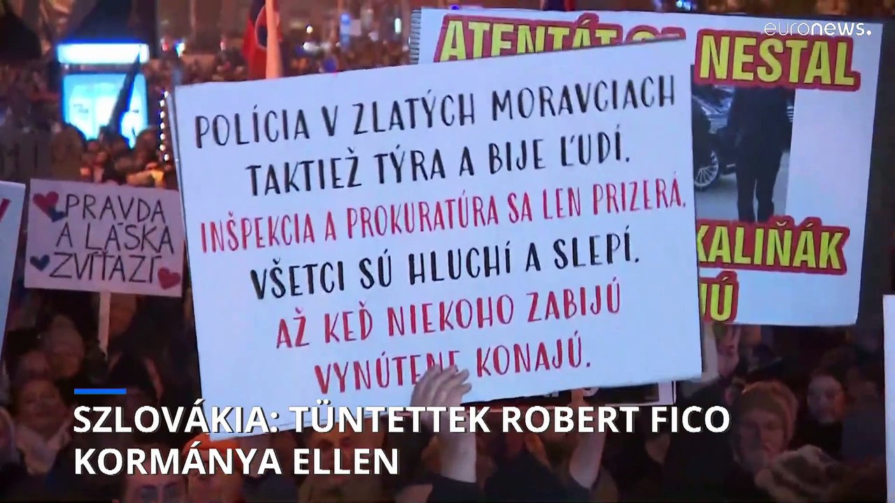 Nagyszabású tüntetést rendeztek Pozsonyban Robert Fico szlovák miniszterelnök kormánya ellen
