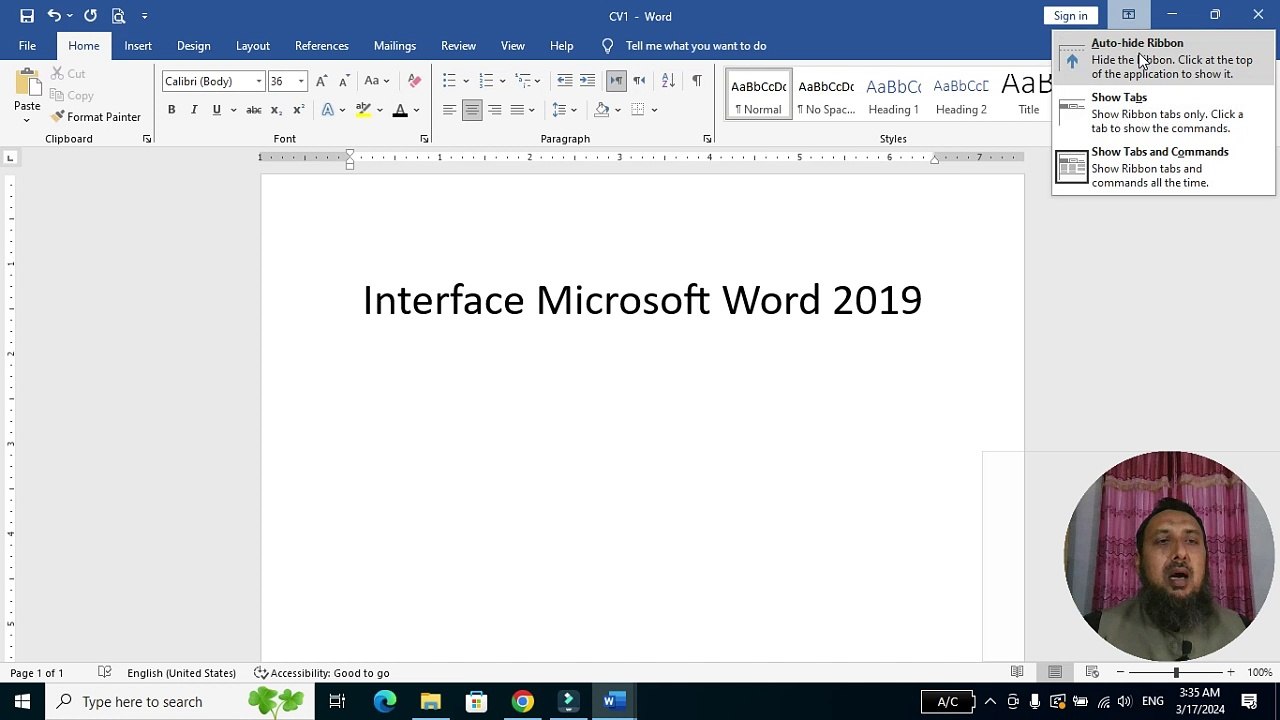 How To Use Interface In Microsoft Word 2019  Part-1