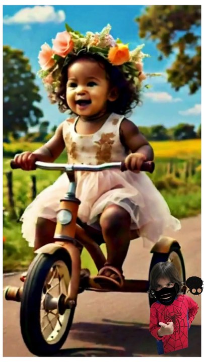 Adorable tiny tech bike ride #kawai #귀여운 아기 #shorts #TechuTykes #kidsandtechnology #AIGenerated #kidsfashion #kids #bike #flower 6d