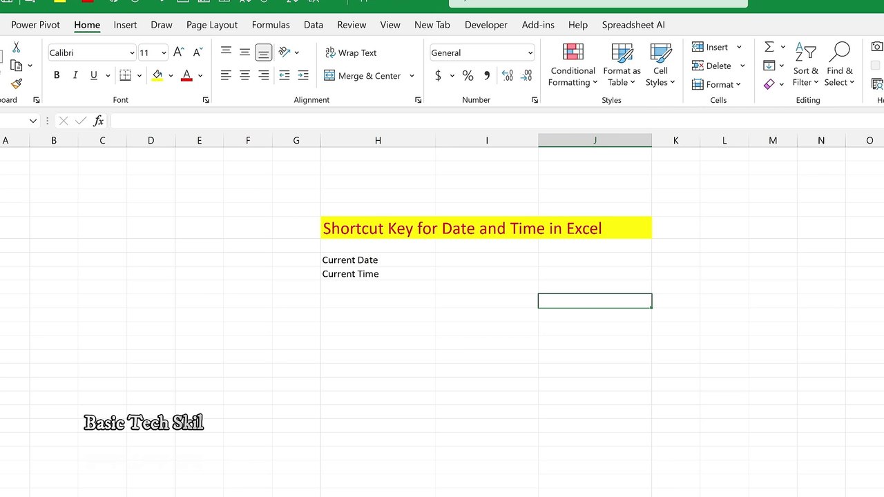 Shortcut Key for Date and Time in Excel