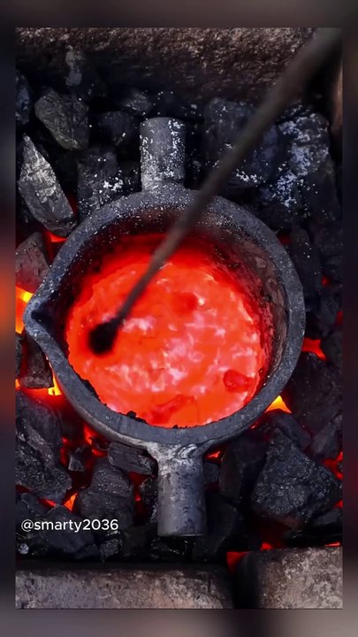 Melting Copper into Mask - Sand Casting
