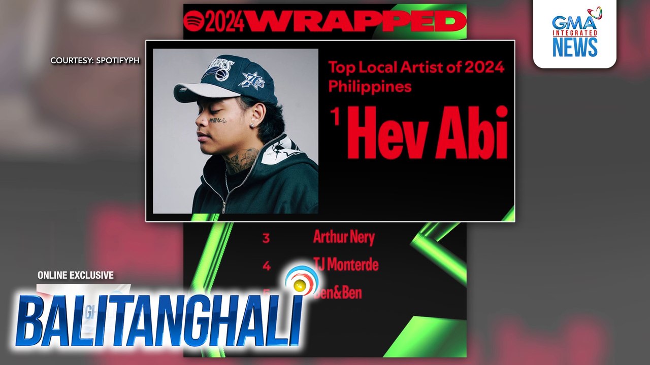 Pinoy hip-hop star Hev Abi, itinanghal na top local artist ng Spotify Wrapped Philippines 2024 | Balitanghali