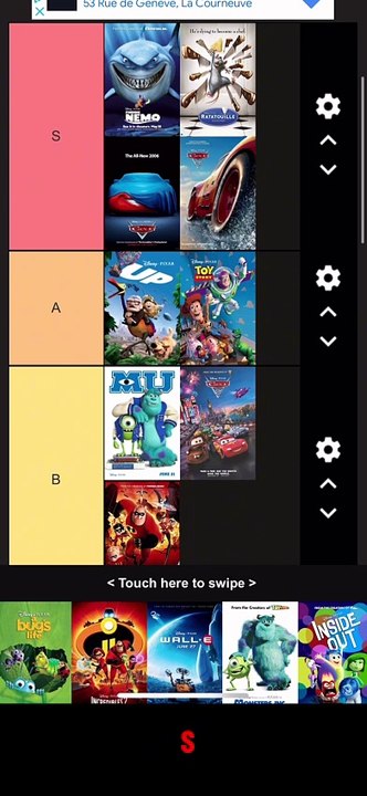 Tier List des films Pixar !!!