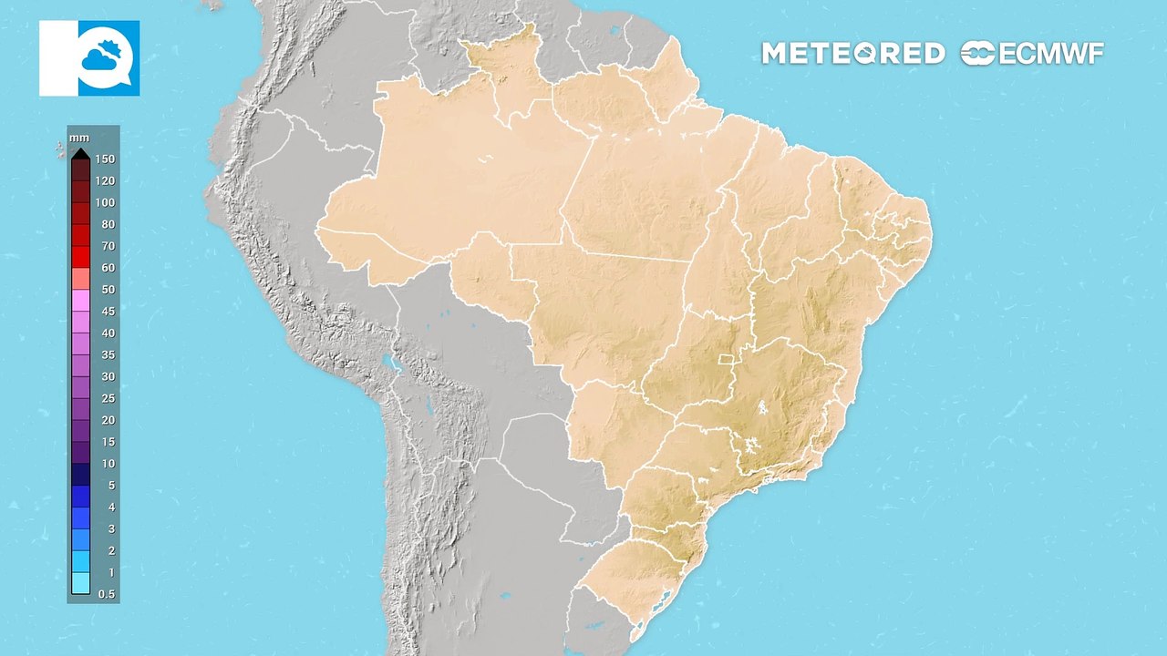 Previsão de acumulado de precipitação para o fim de semana