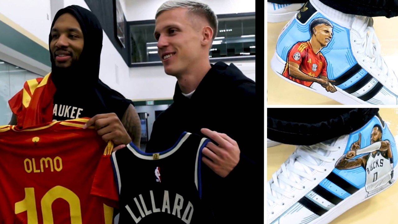 Dani Olmo y Damian Lillard comparten celebración... ¡y zapatillas!