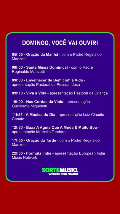 PROGRAMAÇÃO DE DOMINGO