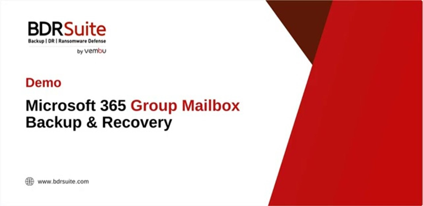 How to Backup and Restore Microsoft 365 Group Mailbox | BDRSuite Demo