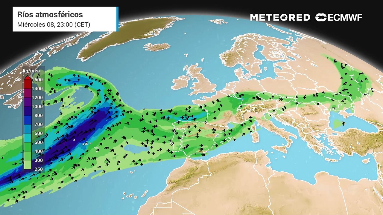 Lluvias significativas asociadas a un río de humedad entrando por el NW