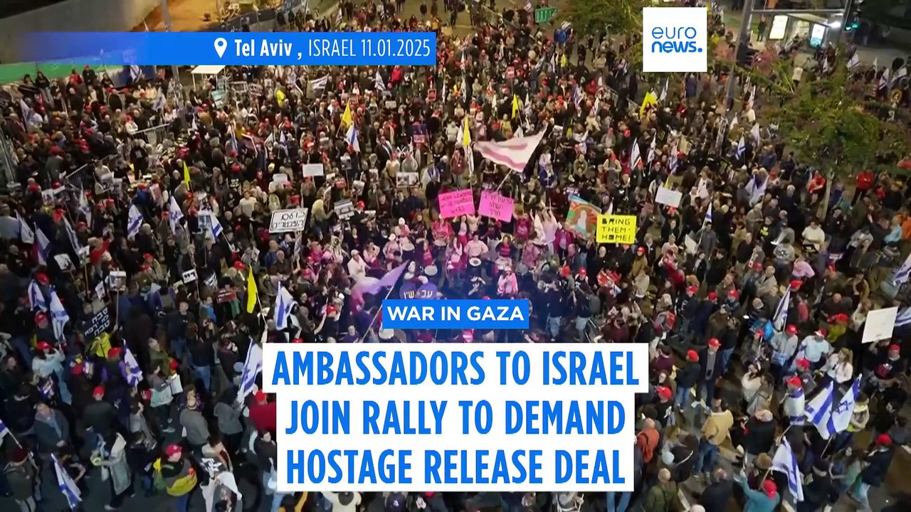 Ambassadors to Israel join rally to demand Gaza ceasefire and hostage release deal