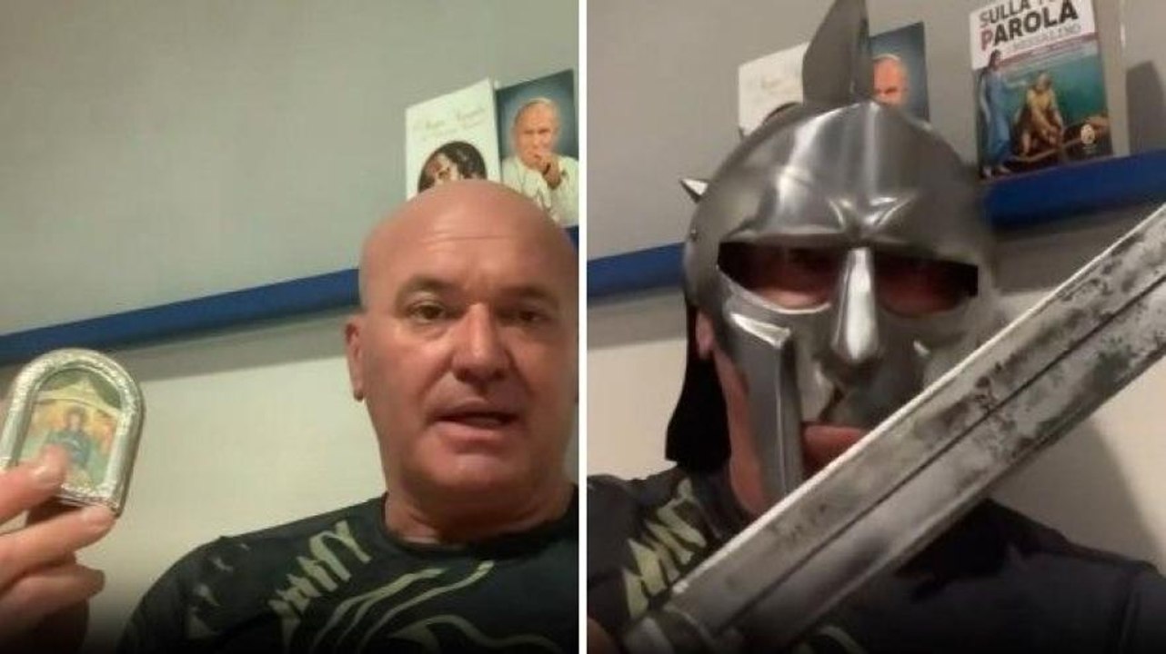 L'elmo, gli anelli, il vangelo e Santa Rosa: l'ultimo video di Bernabè