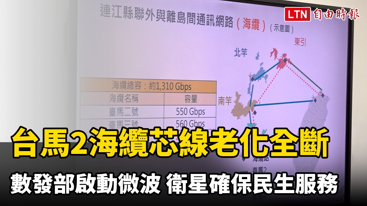 台馬2條海纜因芯線老化全斷 數發部啟動微波、衛星確保民生服務