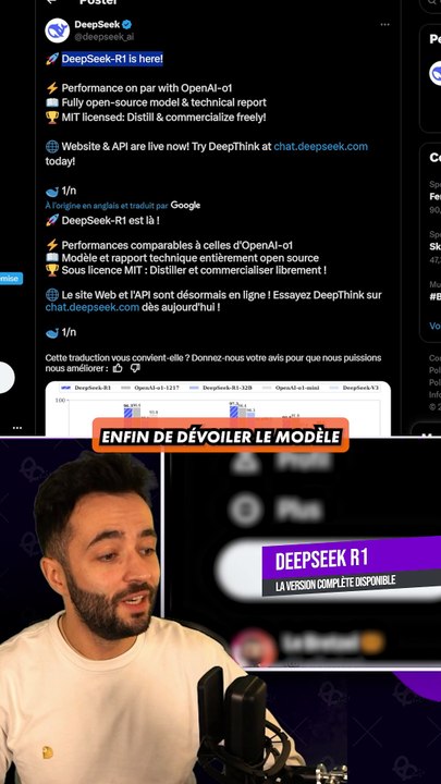MEILLEUR QUE CHATGPT O1 ET GRATUIT ! 🐋 #ia #deepseek #actusia #deepseekr1 #chatbot #ai