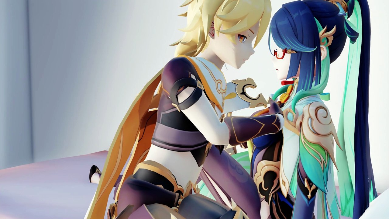 Genshin Impact MMD |  Aether & Xianyun Kiss Amnesia English DUB💋