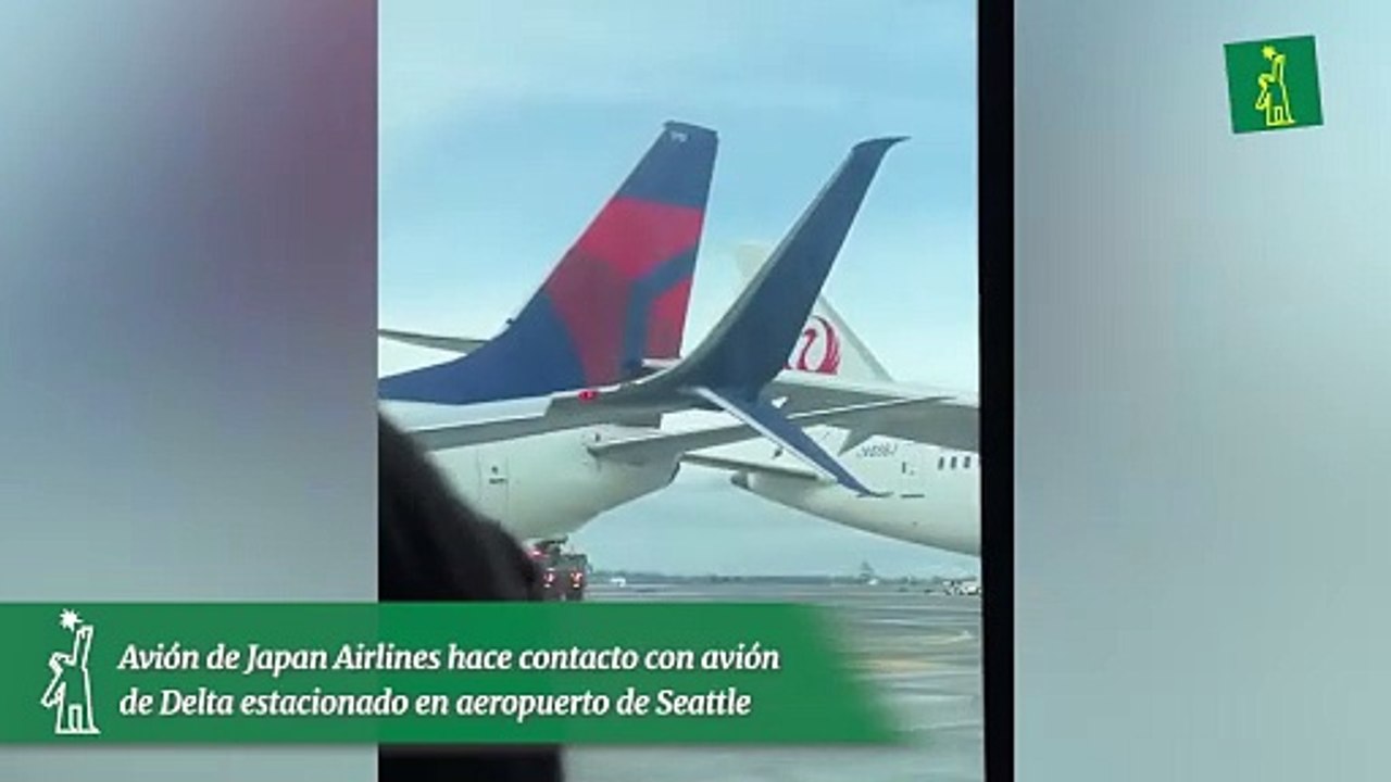 Avión de Japan Airlines hace contacto con avión de Delta estacionado en aeropuerto de Seattle