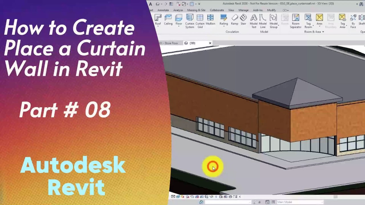 How to Create Place a Curtain Wall in Revit | part 08 | #revit #architecture #autodesk #civil3d #Autodesk #civil3d