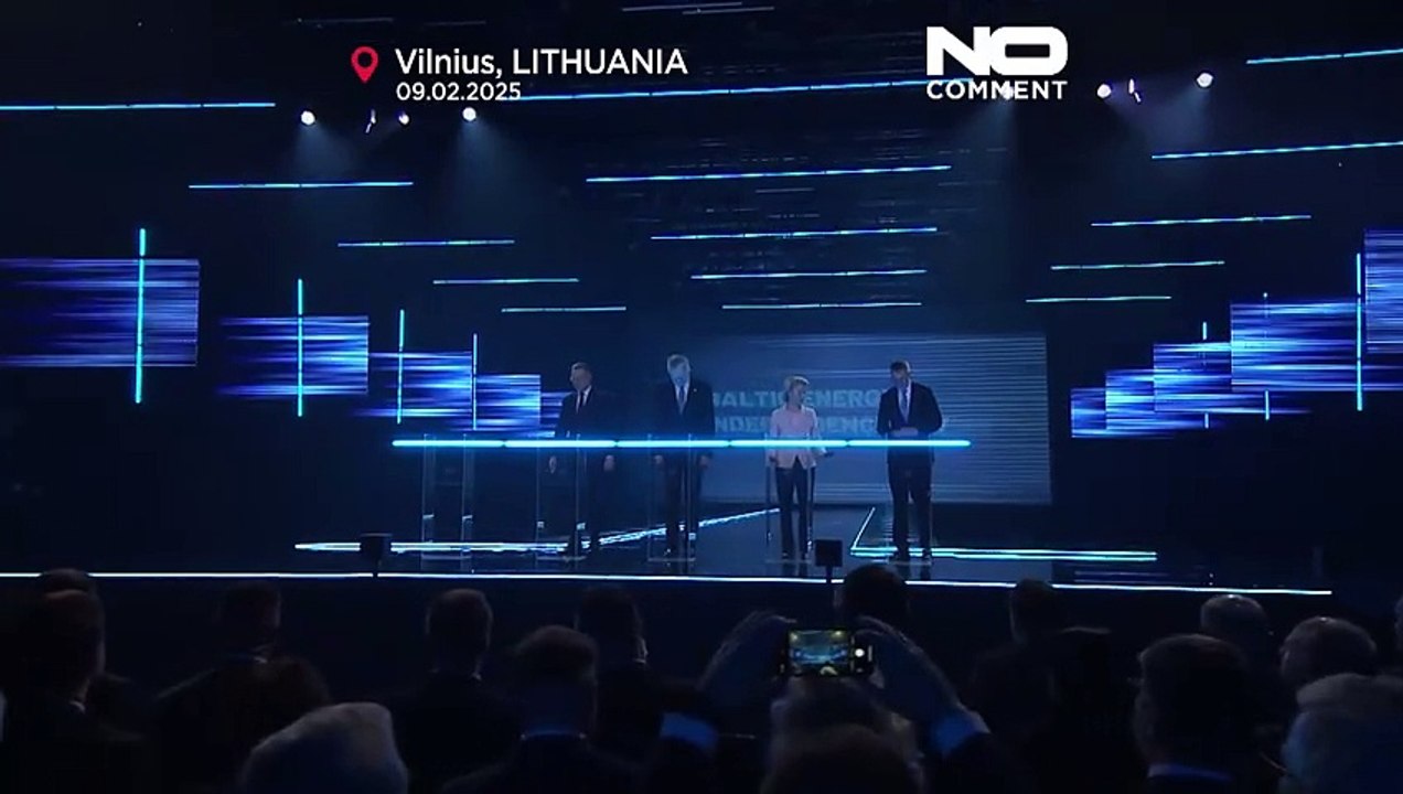 Фрагмент церемонии в честь подключения стран Балтии к электросистеме континентальной Европы