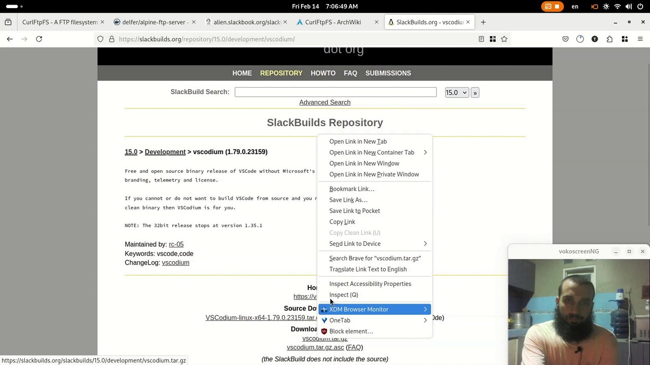 Vscodium (vscode without telemetry) setup on slackware