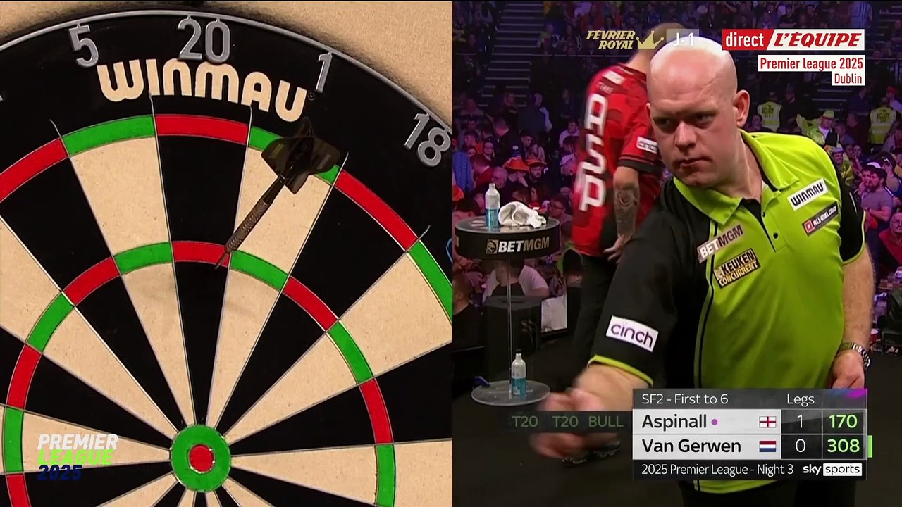 Le replay de Van Gerwen - Aspinall - Fléchettes - Premier League à Dublin