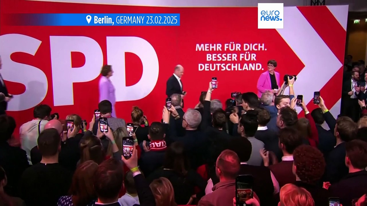 German chancellor candidates react to exit polls in Sunday's election