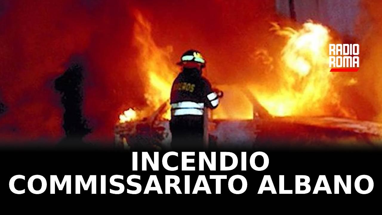 Incendio nel parcheggio del commissariato di Albano