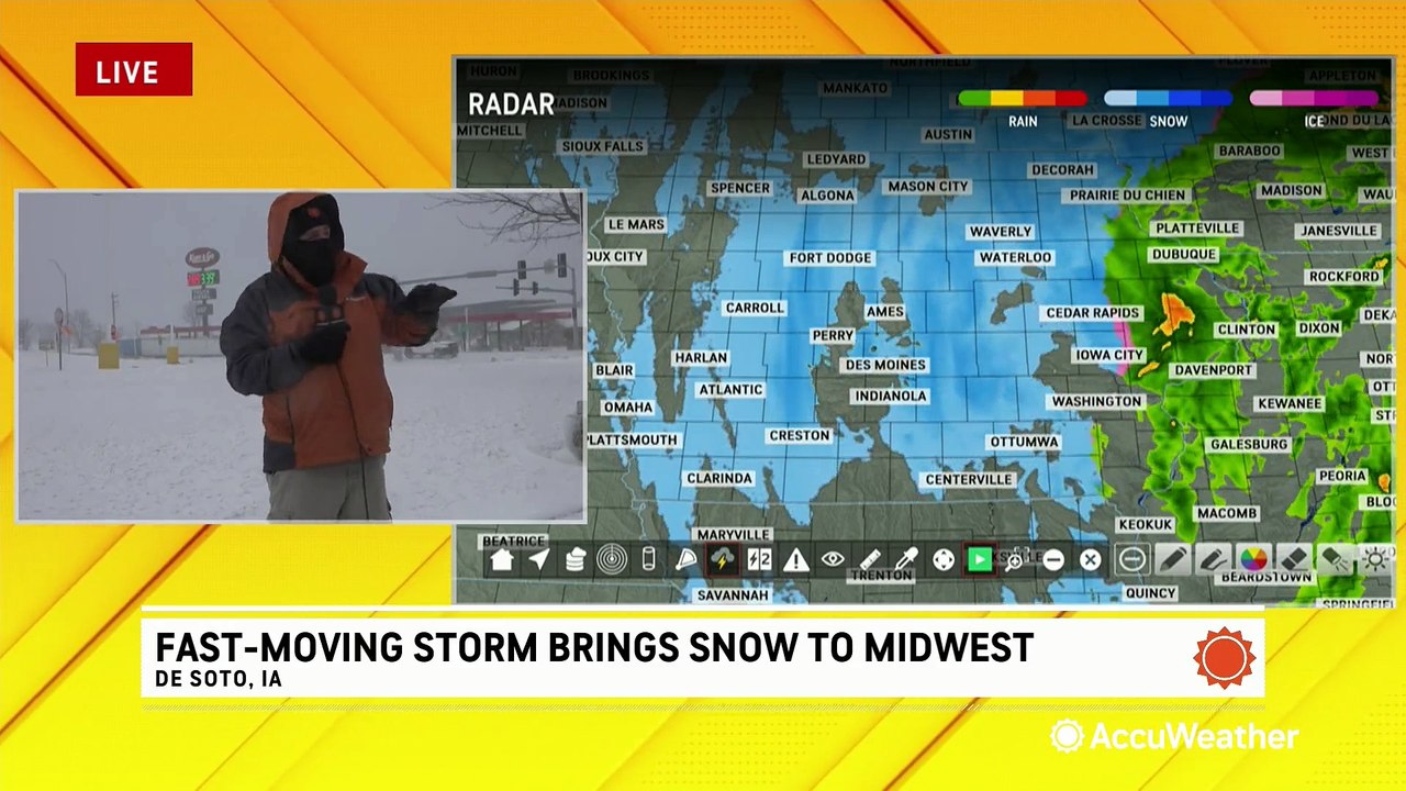 Fast-moving storm brings snow to Midwest