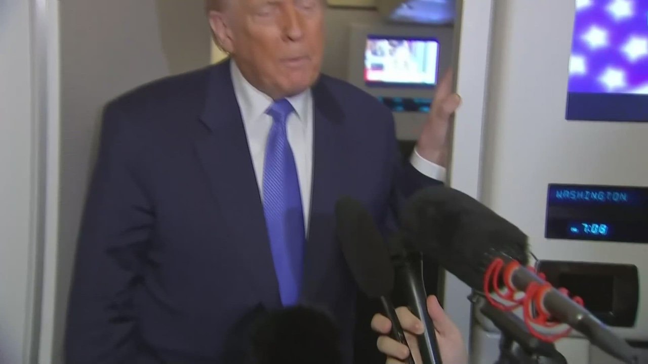 Trump speaks to media prior to arrival at Joint Base Andrews