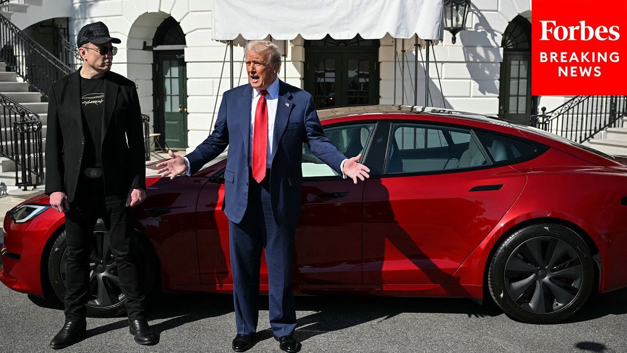 Trump, Elon Musk Speak To Reporters As POTUS Decides Which Tesla To Buy
