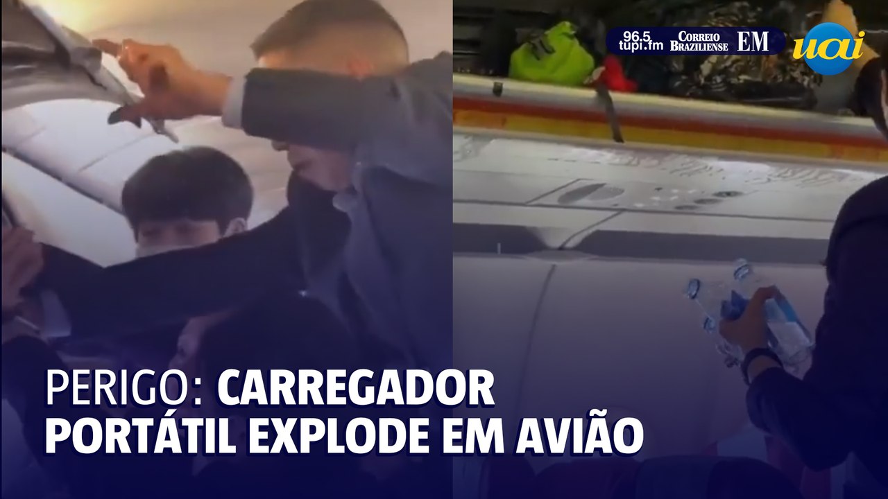 Carregador portátil explode dentro de avião