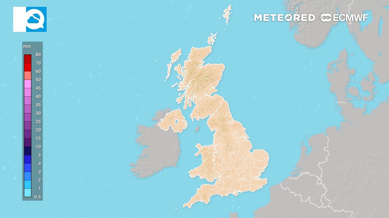 Forecasted precipitation in the UK over the next few days
