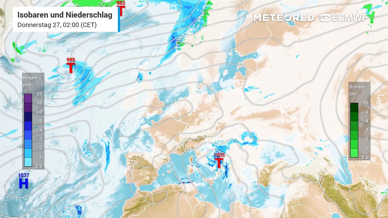 Dauerhochdruck in Mitteleuropa und Deutschland - in Südeuropa dagegen viel Regen!