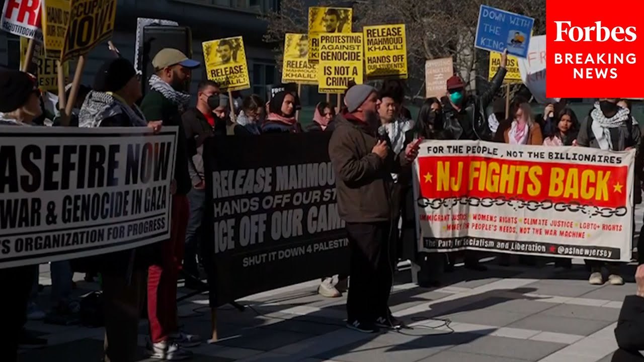 Supporters Of Mahmoud Khalil Hold A Rally Outside Of Court In Newark, New Jersey