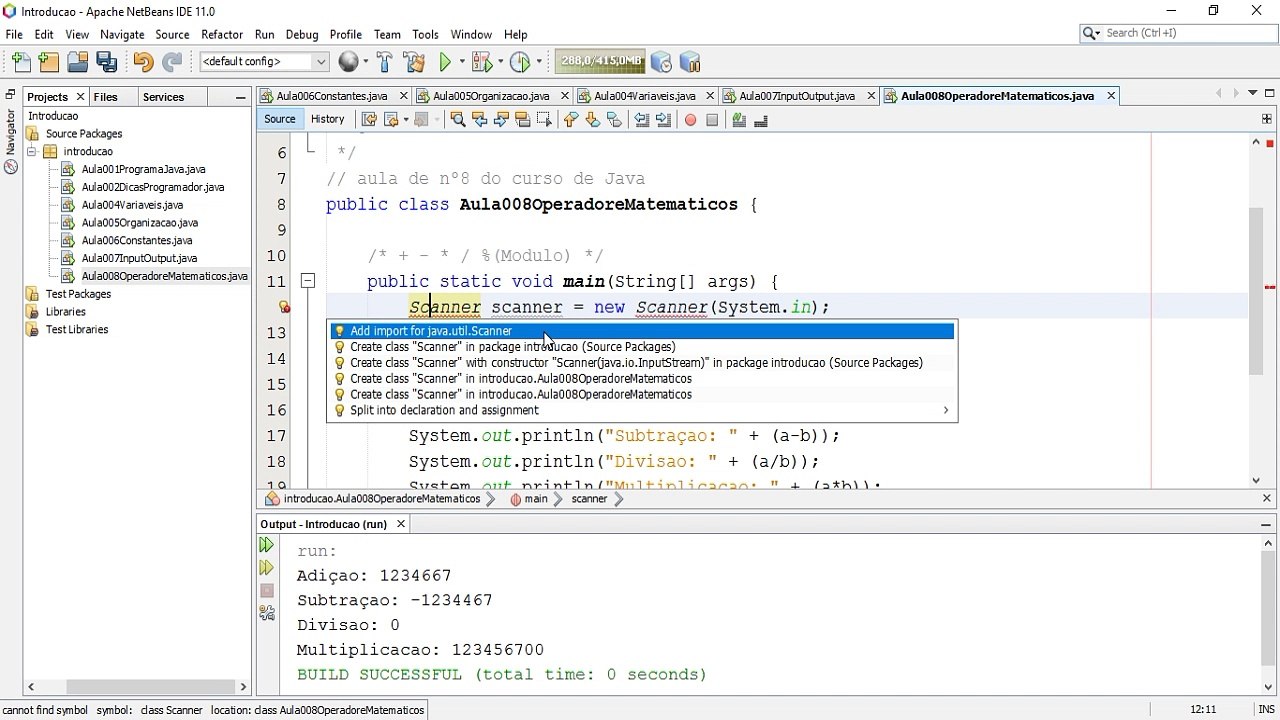 Curso de Java | Aula 009 - Como Usar Operadores Matemáticos (Soma e Módulos)