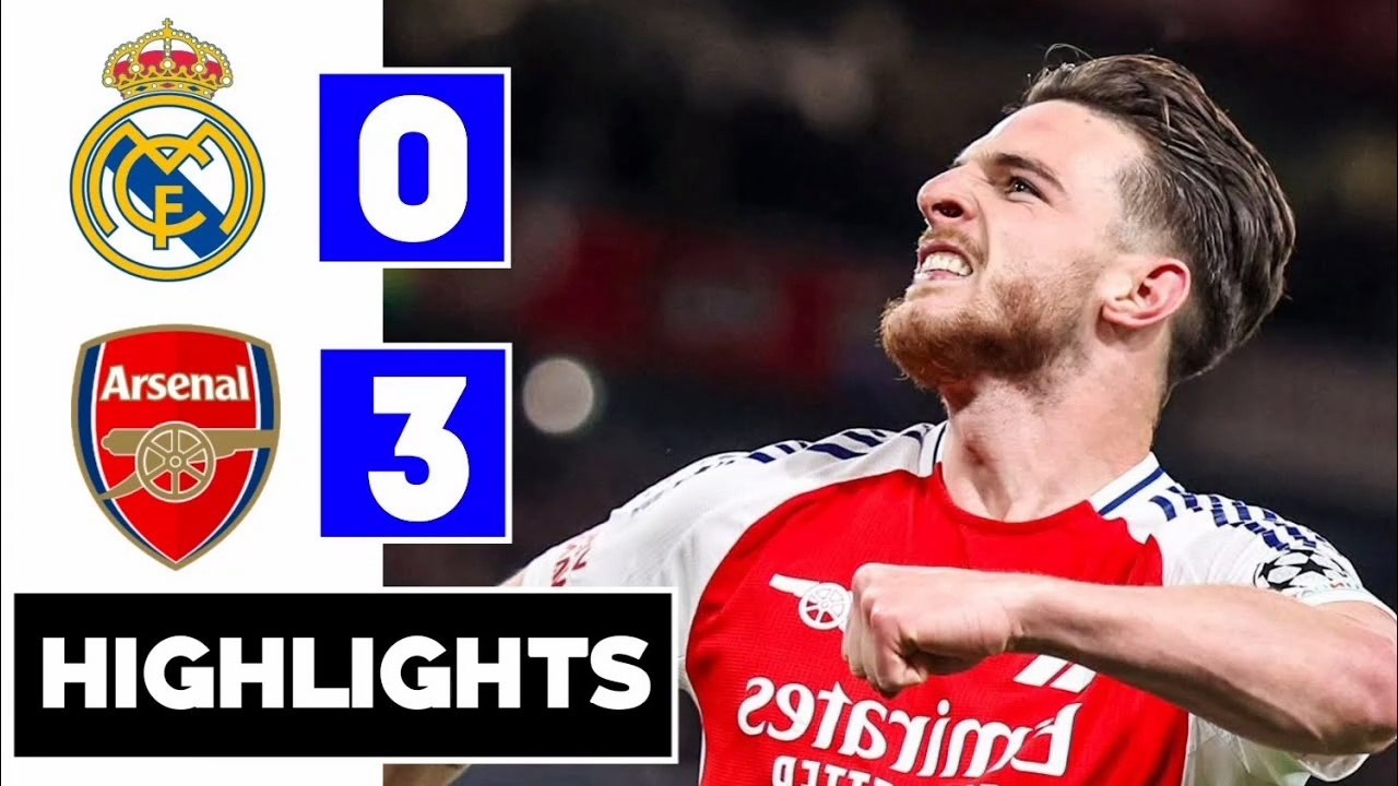 Declan Rice two Goals - Arsenal vs Real Madrid 3-0 Highlights And goals - Champions League 2025