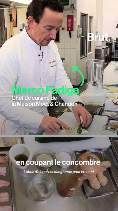 La recette du Chef Marco Fadiga : langoustines et soupe de concombre et gingembre