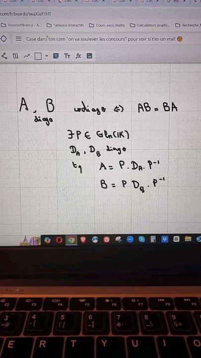 On rappelle un critère de co-diagonalisabilité. Il faut savoir lenl redémontrer rapidement; c'est un classique d'algèbre linéaire.#matrice #algebre #vecteur #algebrelineaire