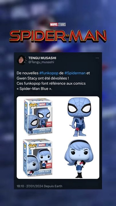 Funko pop Spider-Man et Gwen Stacy