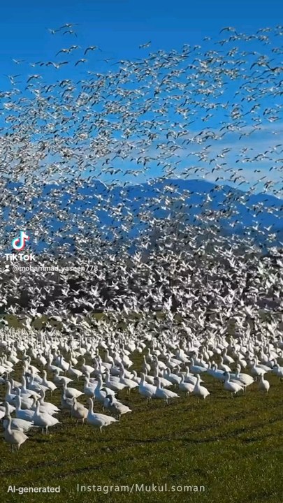 These birds are presenting a very beautiful scene, and what a heart-stopping sight they are in such large numbers.