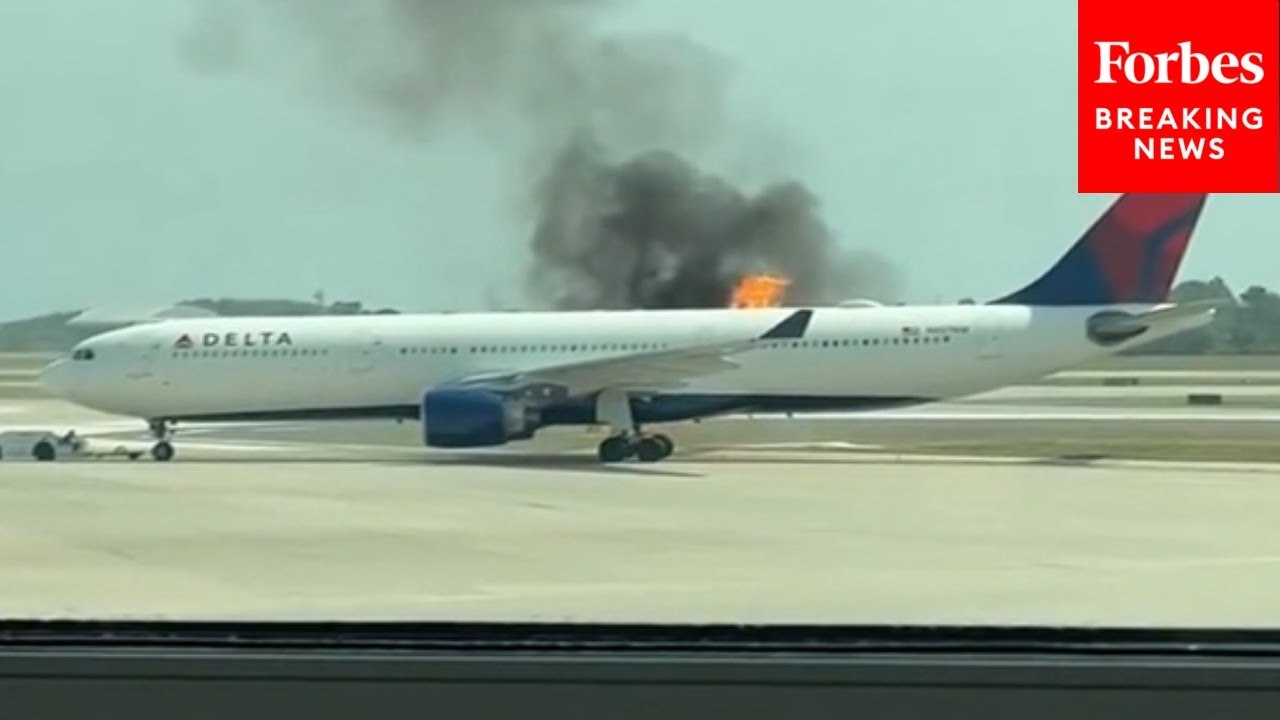 Passengers Evacuate From Plane At Orlando International Airport After Engine Catches Fire