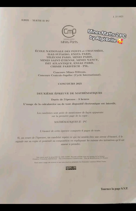 Préparez le Sujet de Maths 2 Mines pour la Filière PC 2025 🔥