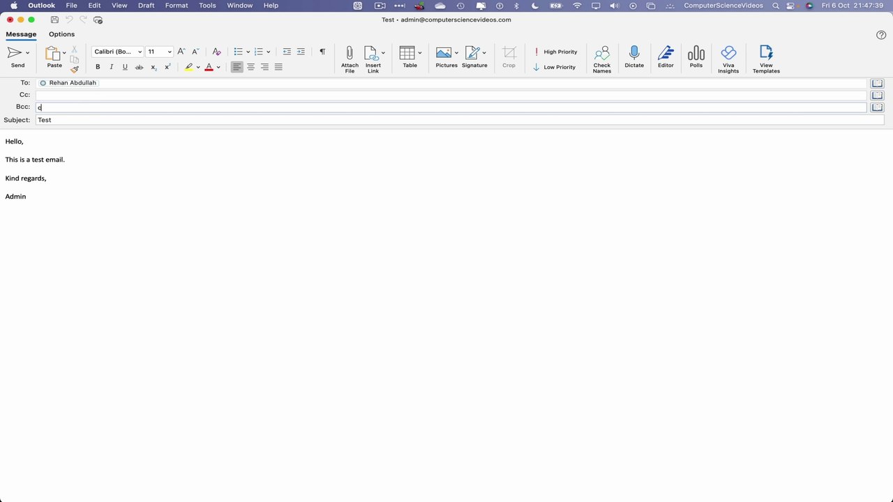 How to SEND a BCC Email On Your Microsoft Outlook Account Using a Mac Computer - Basic Tutorial New