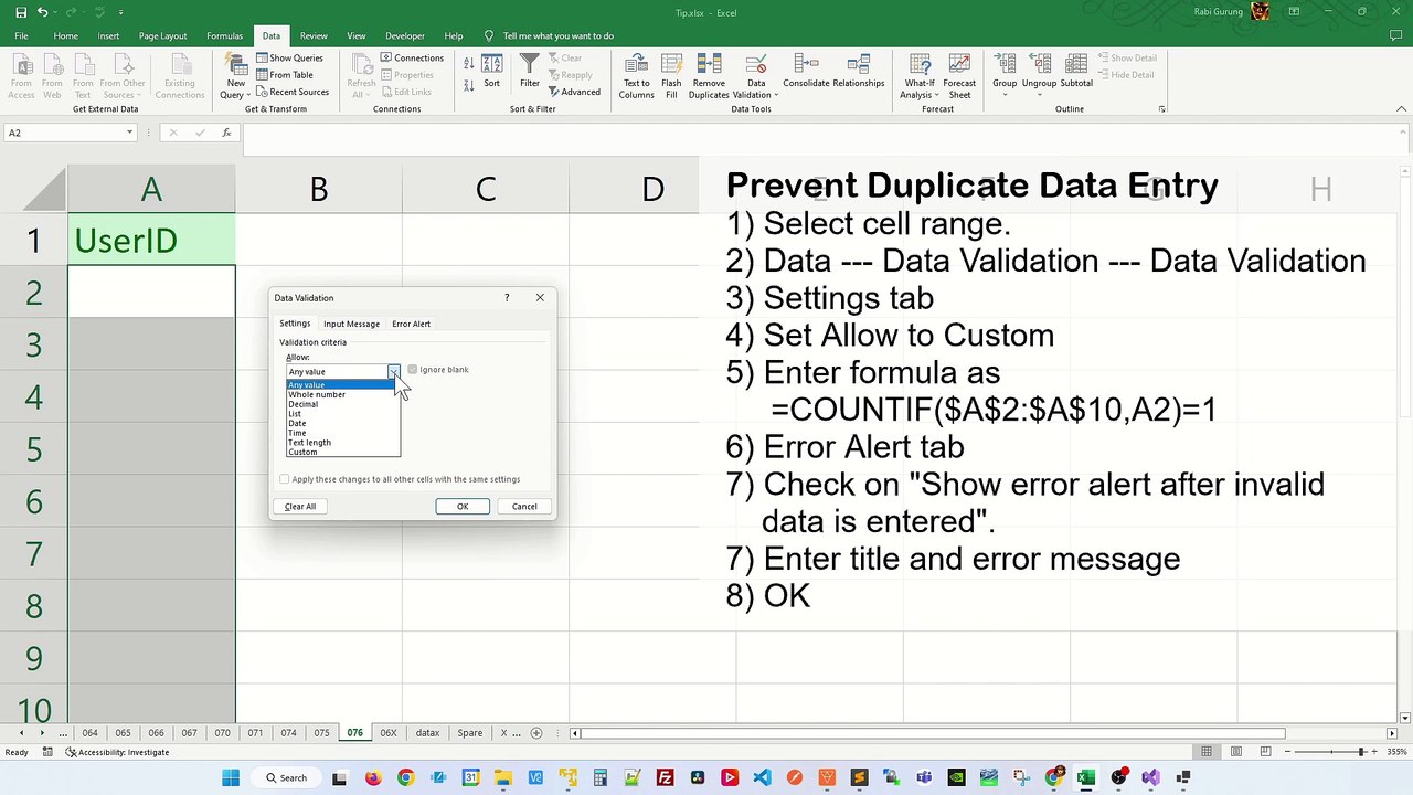Prevent Duplicates in Excel - Excel Tips and Tricks