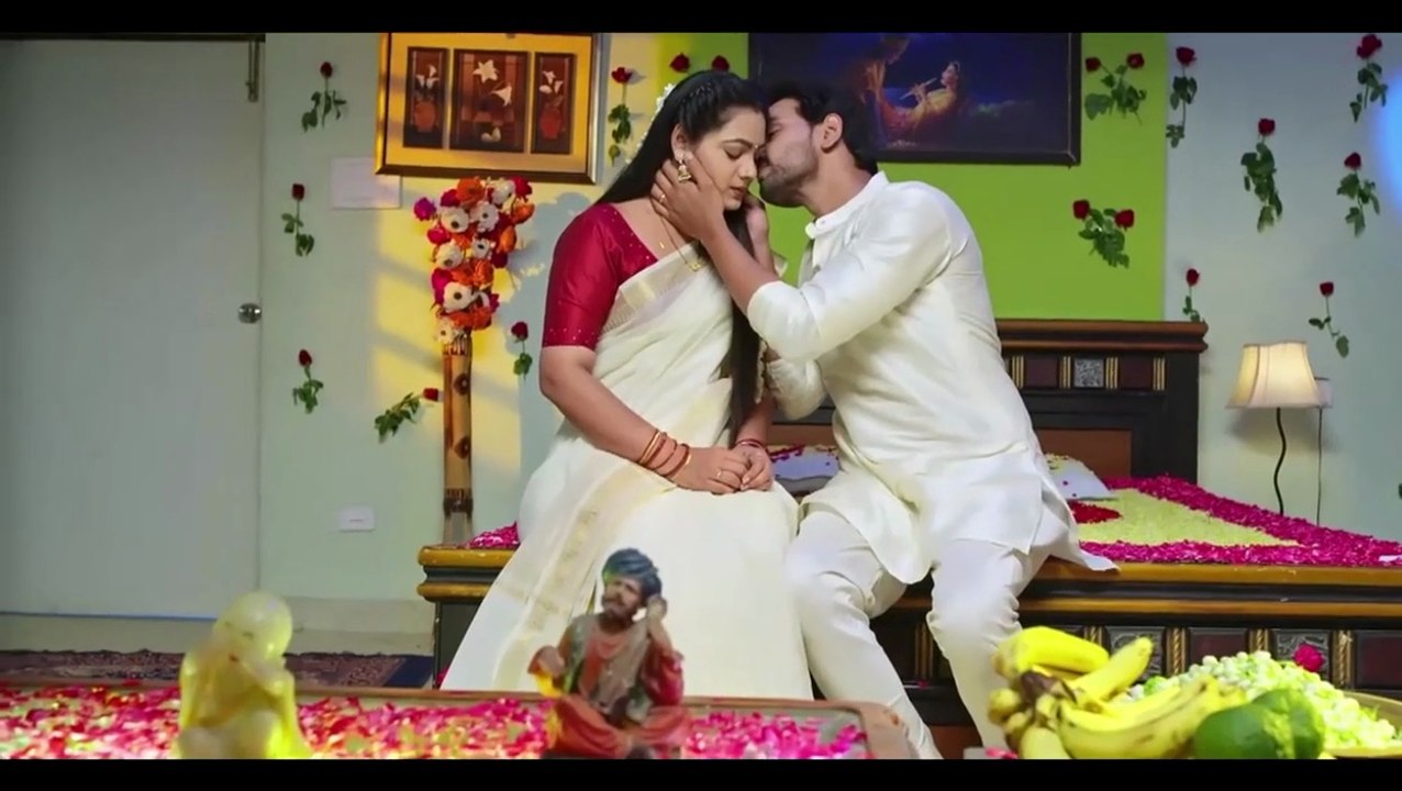 Romantic First Night scene of beautiful wife after Marriage