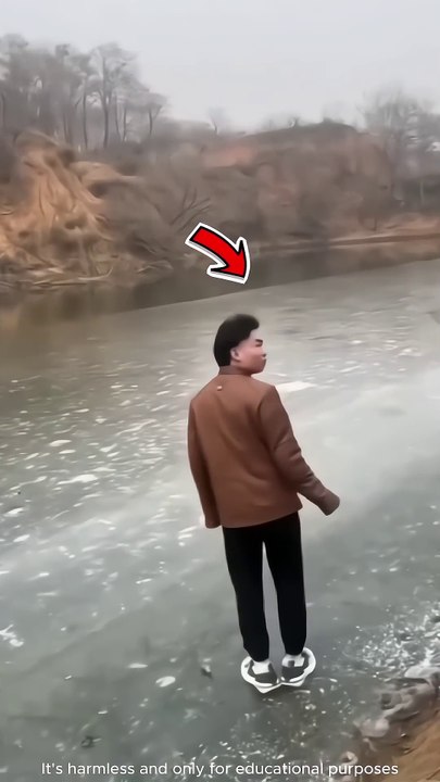 When the man sees that the river water has turned into ice 😱 #shorts