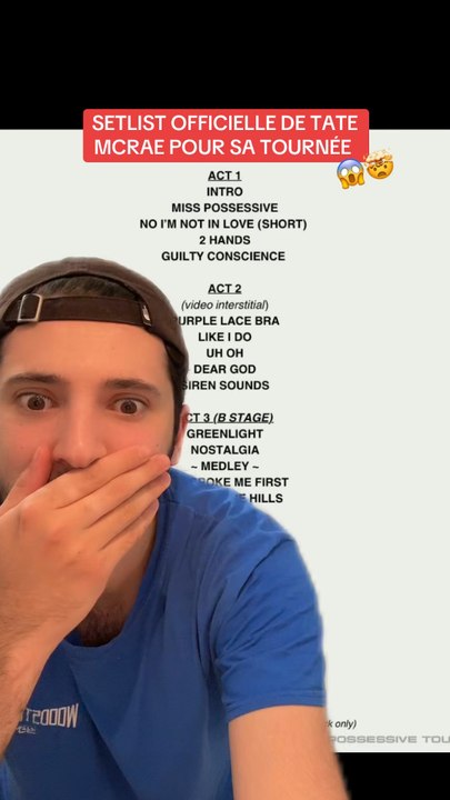 SETLIST OFFICIELLE DE TATE MCRAE POUR SA TOURNÉE 😭😭