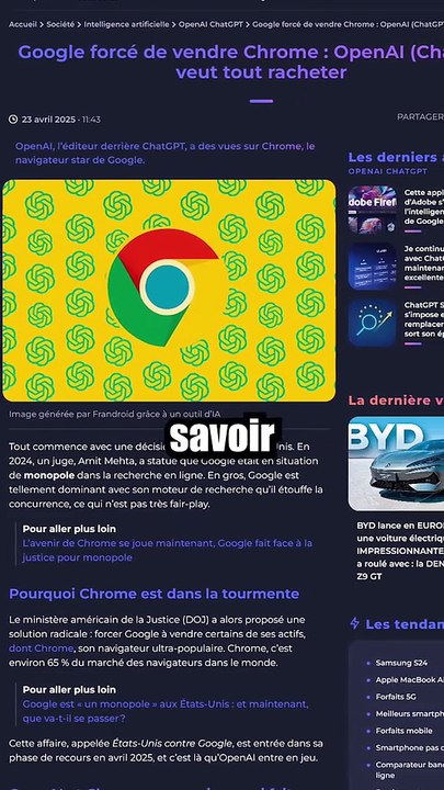 Google Chrome bientôt rachete par ChatGPT