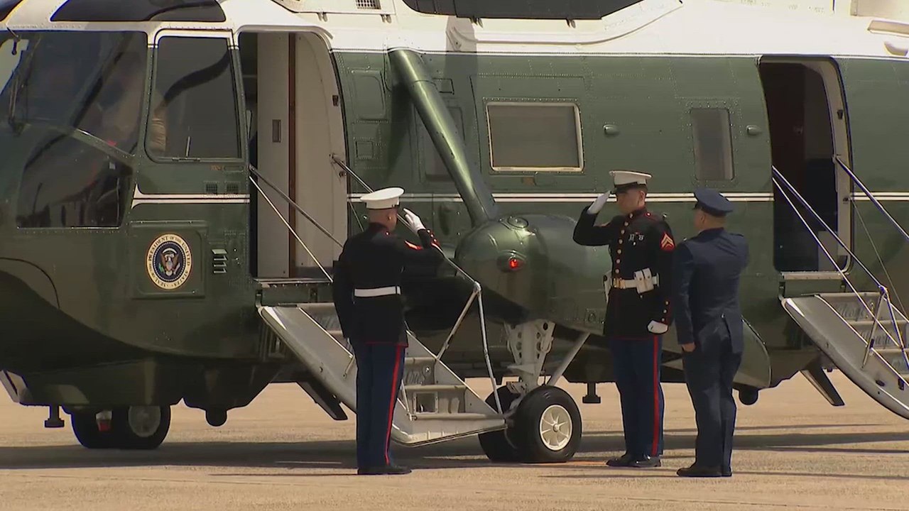 Trump departs for Saudi Arabia with lighthearted moment before takeoff