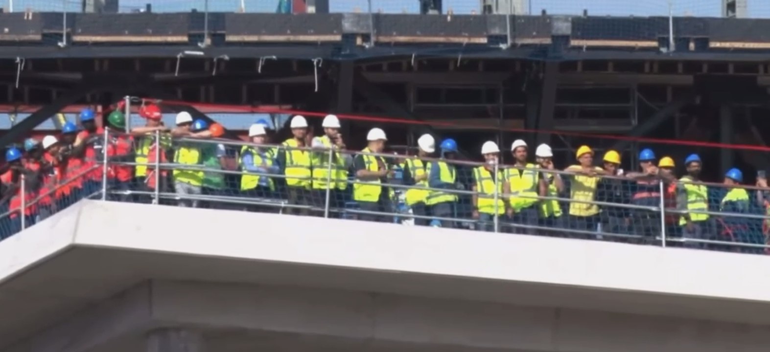 El 'palco' improvisado de los trabajadores del Camp Nou